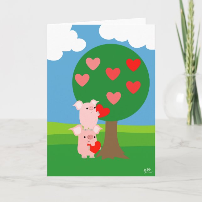 Carte de voeux Porky Valentine et Love Tree (Devant)