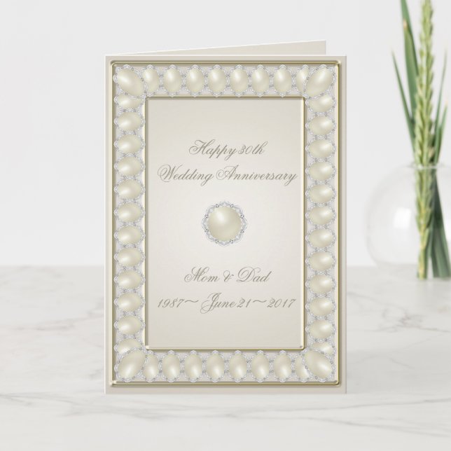 Carte de vœux pour 30 ans de mariage - Noces de pe (Devant)