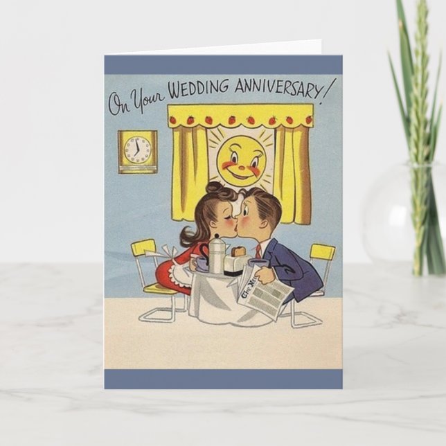 Carte de vœux pour anniversaire de mariage rétro (Devant)