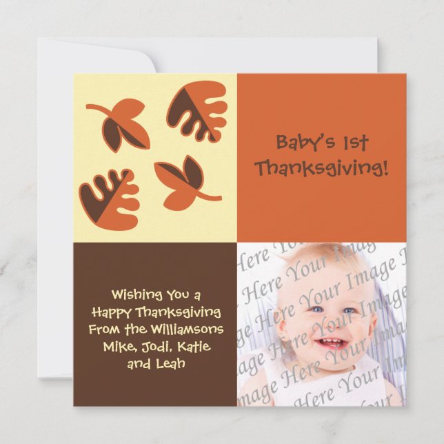 Carte de voeux pour bébé 1er Thanksgiving Flat Pho (Devant)