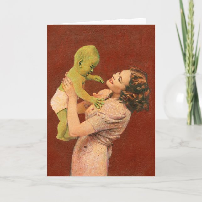 Carte de voeux pour bébé Alien vintage (Devant)