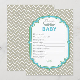 Carte de Vœux pour Bébé avec Moustache Bleue et Ve