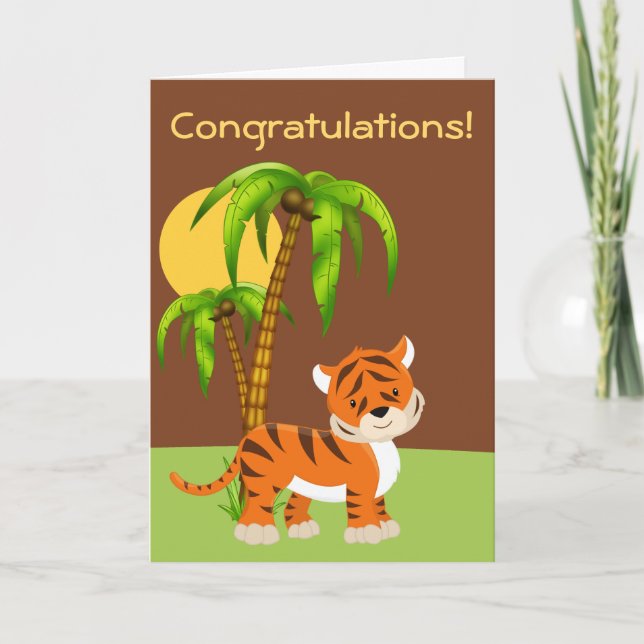 Carte de voeux pour bébé Tiger mignonne (Devant)