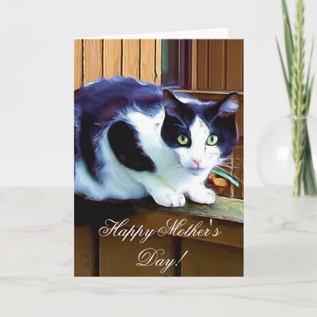 Carte de voeux pour chat de la fête des mères heur (Devant)