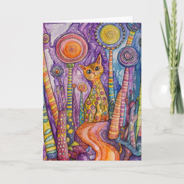 Carte de vœux pour chat funky Feline Good (Devant)