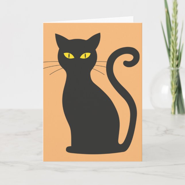 Carte de voeux pour chat noir classique (Devant)