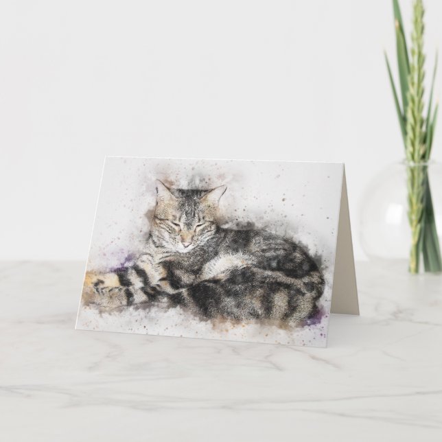 Carte de voeux pour chat tabby vintage (Devant)