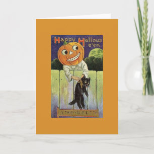 Carte de voeux pour chats Halloween vintage