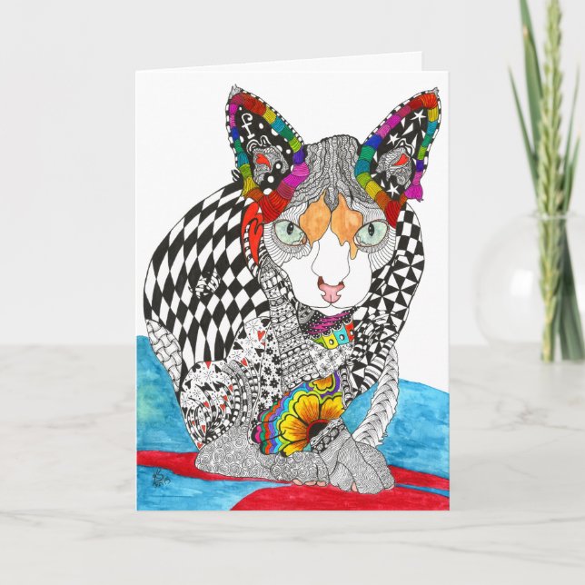Carte de voeux pour chats Sphynx sans cheveux colo (Devant)