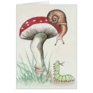 Carte de voeux pour chenille et escargot