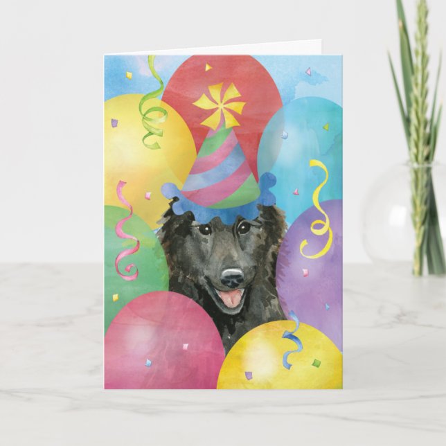 Carte de vœux pour chien de berger belge avec ball (Devant)