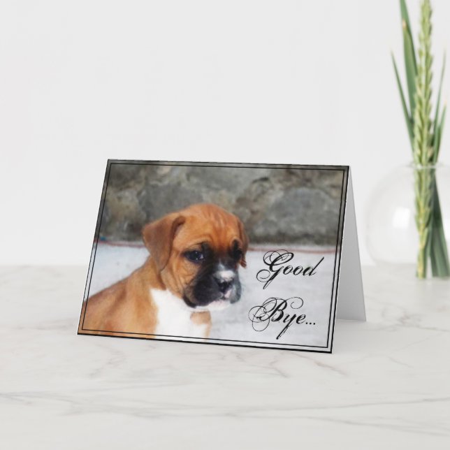 Carte de voeux pour chien Good Bye Boxer (Devant)