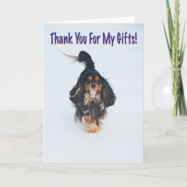 Carte de vœux pour chien Merci pour mes cadeaux (Devant)