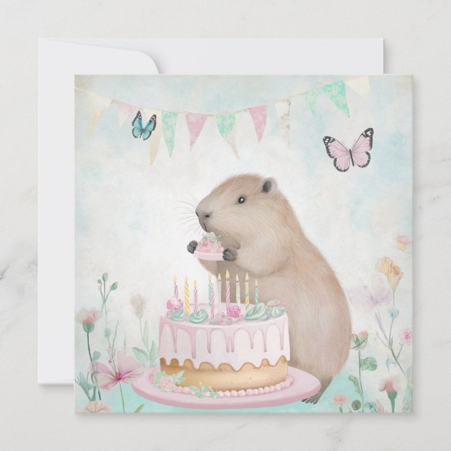 Carte de voeux pour enfants Capybara Cakefest (Devant)