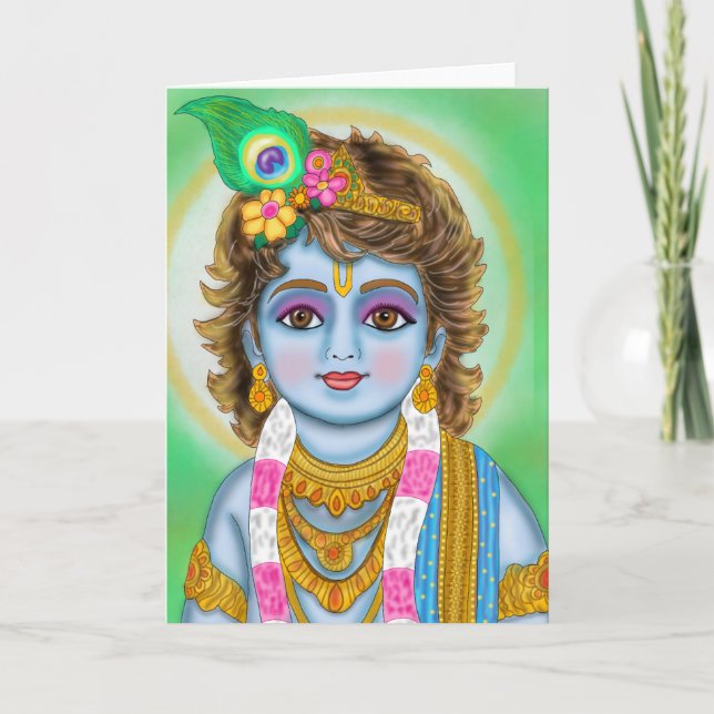 Carte de voeux pour enfants Lord Krishna (Devant)