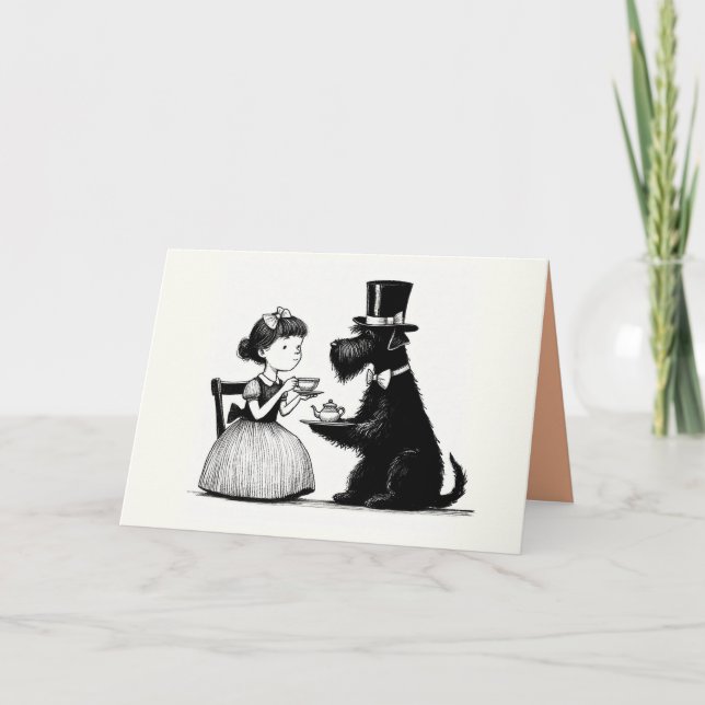 Carte de vœux pour fête du thé pour chien (Devant)