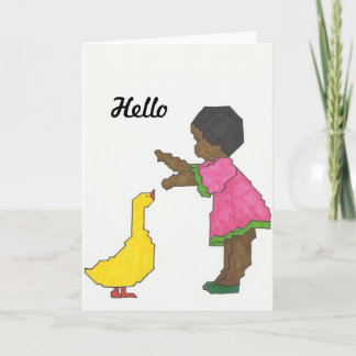 Carte de voeux pour fille avec canard jaune