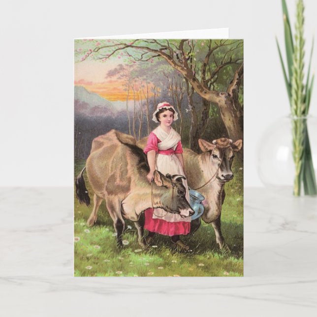 Carte de voeux pour filles de la ferme laitière vi (Devant)