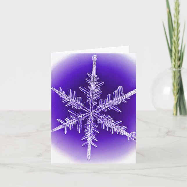 Carte de voeux pour flocon de neige violet et blan (Devant)