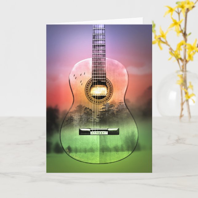 Carte de voeux pour guitare espagnole (Fleur jaune)