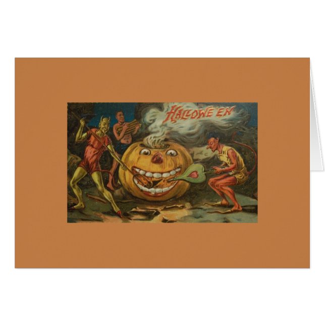Carte de voeux pour Halloween Devils Victorian (Devant horizontal)