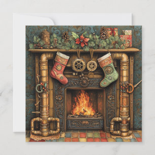 Carte de voeux pour la cheminée de Noël Steampunk