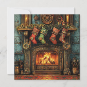 Carte de voeux pour la cheminée de Noël Steampunk