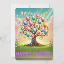 Carte de vœux pour la fête de Pâques et l'arbre