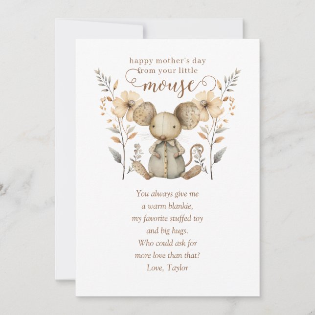 Carte de voeux pour la fête des mères Little Mouse (Devant)