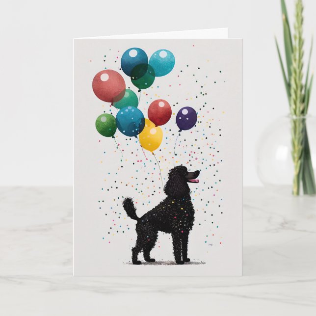 Carte de voeux pour la fête du caniche noir (Devant)