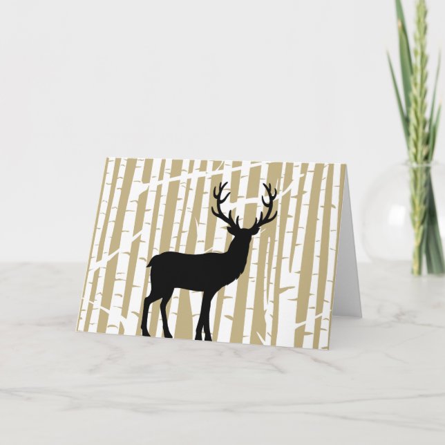 Carte de voeux pour la forêt de bouleaux beiges et (Devant)