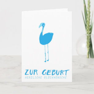 Carte de voeux pour la naissance : Flamingo bleu