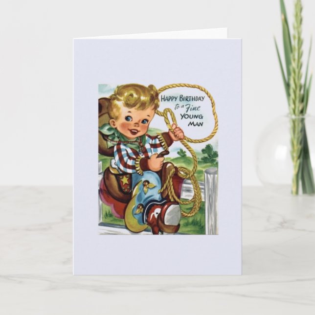 Carte de voeux pour l'anniversaire de Cowboy vinta (Devant)