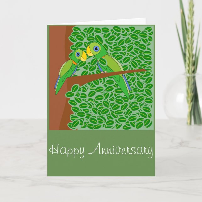 Carte de voeux pour l'anniversaire de deux perroqu (Devant)