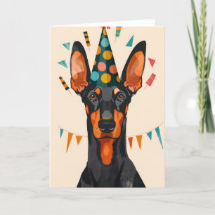 Carte de voeux pour l'anniversaire de Doberman