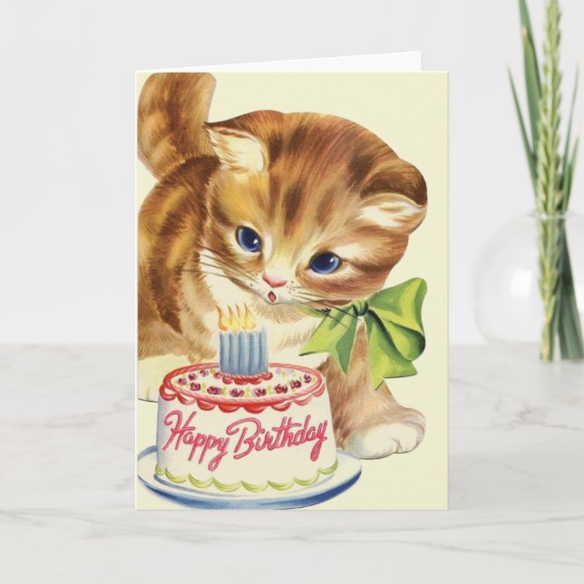 Carte de voeux pour l'anniversaire de Kitten vinta (Devant)