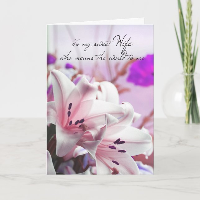 Carte de voeux pour l'anniversaire de la femme ave (Devant)