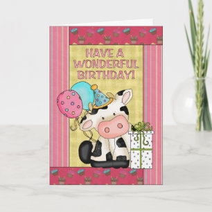 Carte de voeux pour l'anniversaire de la vache