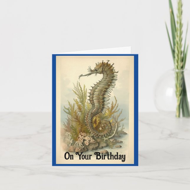 Carte de voeux pour l'anniversaire de Seahorse vin (Devant)