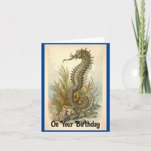 Carte de voeux pour l'anniversaire de Seahorse vin