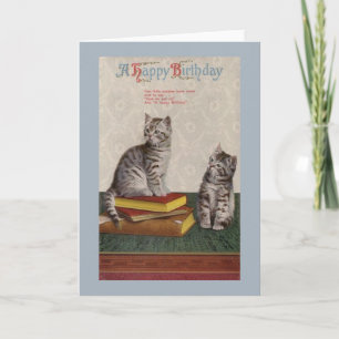 Carte de voeux pour l'anniversaire des chats vinta
