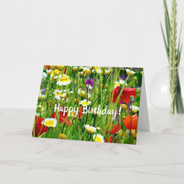Carte de voeux pour l'anniversaire des fleurs de p (Devant)