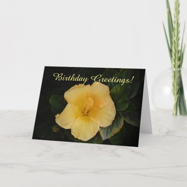 Carte de voeux pour l'anniversaire des fleurs jaun (Devant)