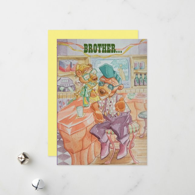 Carte de voeux pour l'anniversaire des frères (Devant/Arrière en situation)