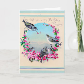 Carte de voeux pour l'anniversaire des oiseaux vin