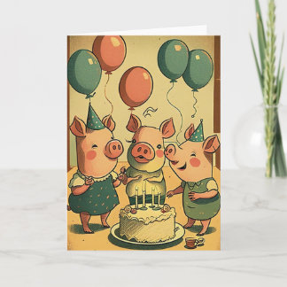 Carte de voeux pour l'anniversaire des Porcs migno
