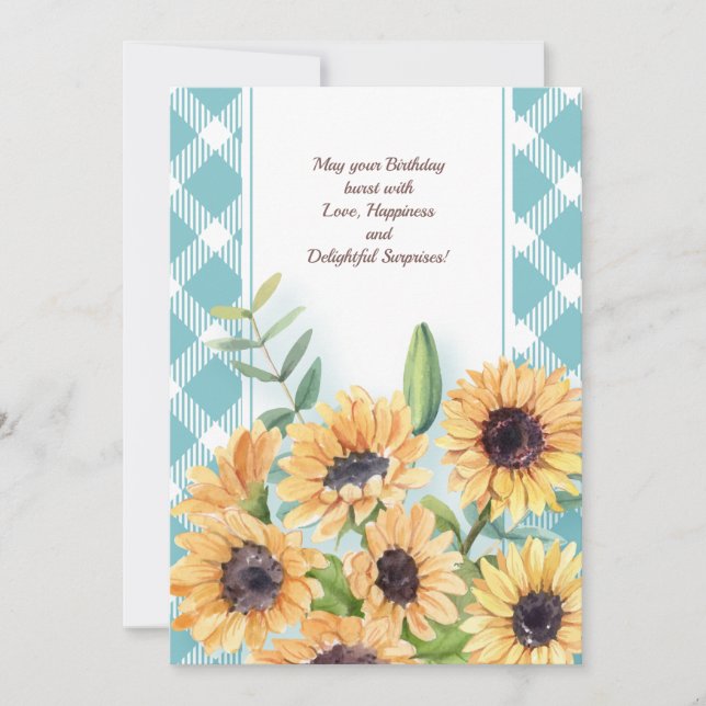 Carte de voeux pour l'anniversaire des tournesols (Devant)