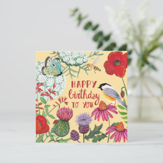 Carte de voeux pour l'anniversaire d'oiseaux fleur