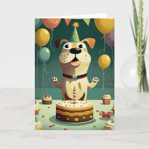 Carte de voeux pour l'anniversaire du chien heureu