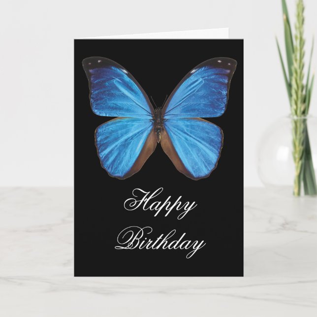 Carte de voeux pour l'anniversaire du papillon ble (Devant)
